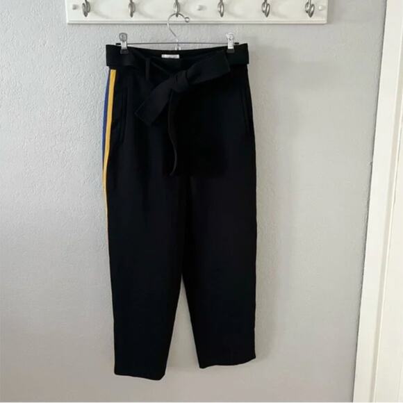 Aritzia Wilfred Tie-Waist Side-Stripe Black Trouser Pants - Picture 2 of 8